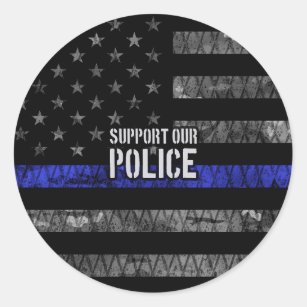 Support Our Police Distressed Flag Classic Round Sticker