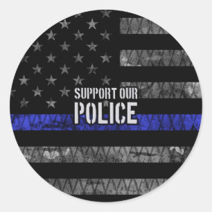 Support Our Police Distressed Flag Classic Round Sticker