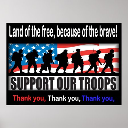 Support Our Troops 24.00" X 33.60" Or Less Poster