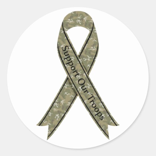 Support Our Troops Camo Classic Round Sticker