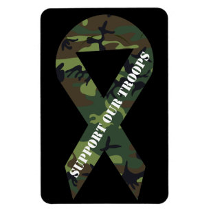 Support Our Troops Green Camo Ribbon Magnet