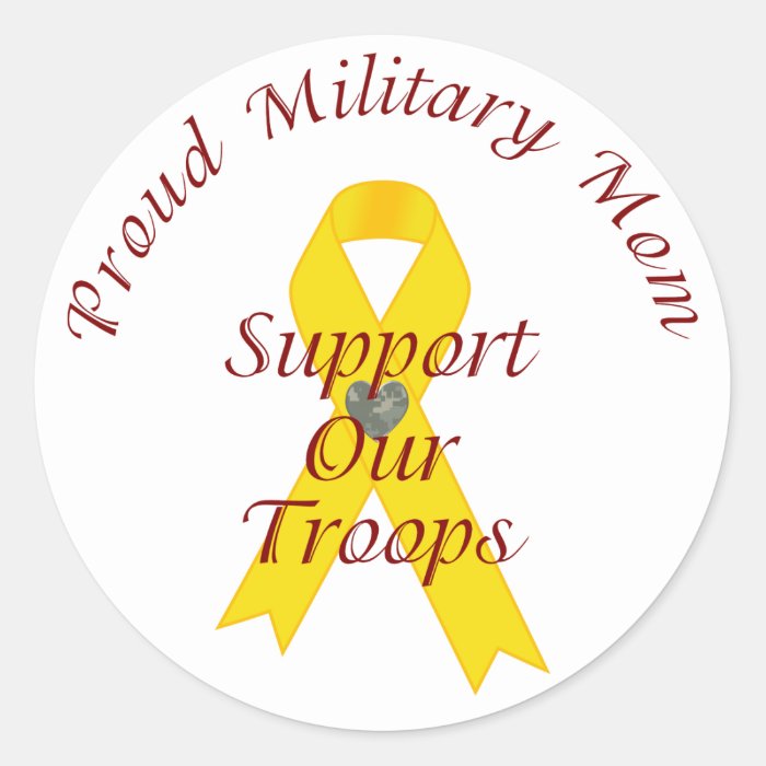 Support Our Troops Military Mom (Yellow Ribbon) Round Stickers