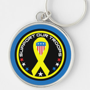 Support Our Troops Patriotic Keychain