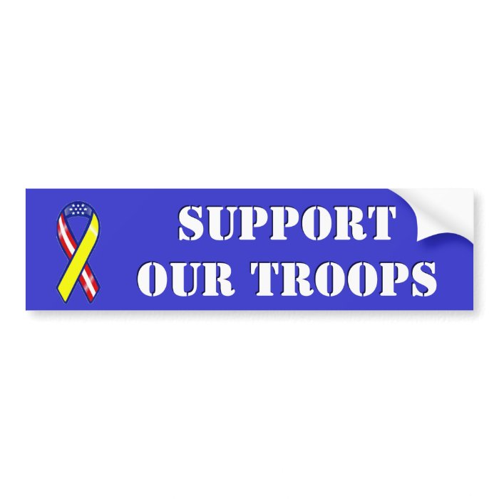 Support Our Troops Patriotic Ribbon Bumper Sticker