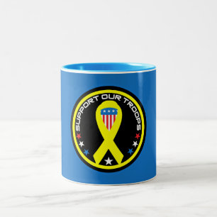 Support Our Troops Patriotic Two-Tone Coffee Mug
