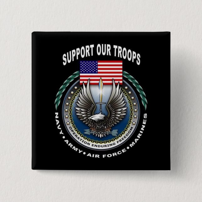Support Our Troops Pinback Button (Front)