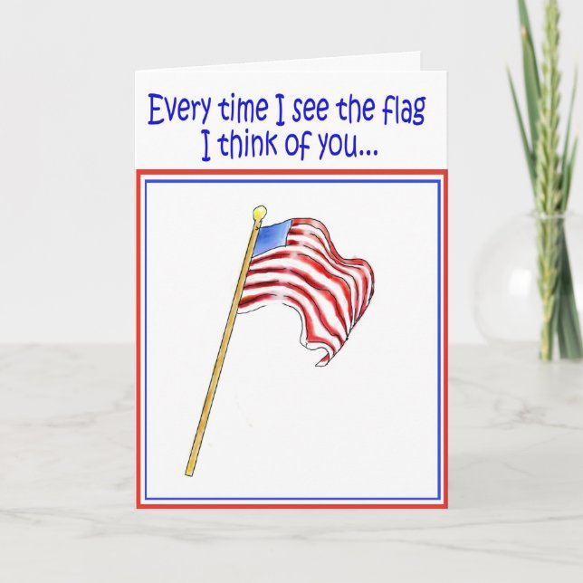 Support Our Troops Soldier American War Flag Thank You Card (Front)