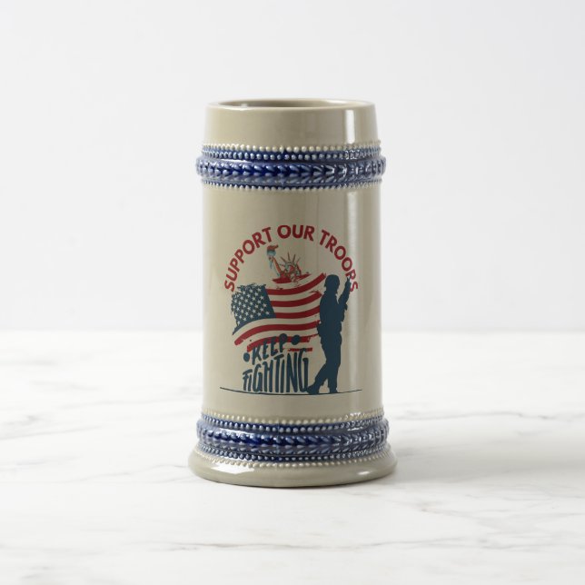 Support Our Troops two-tone coffee  Beer Stein (Center)