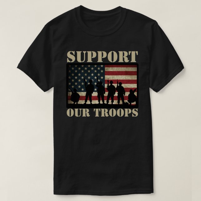 Support Our Troops USA flag T-Shirt (Design Front)