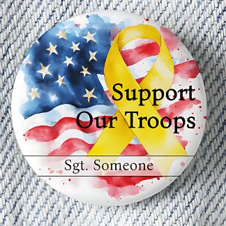 Support Our Troops Yellow Awareness Ribbon Small Button