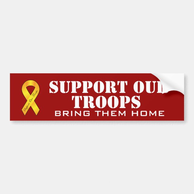 Support Our Troops - Yellow Ribbon Bumper Sticker (Front)