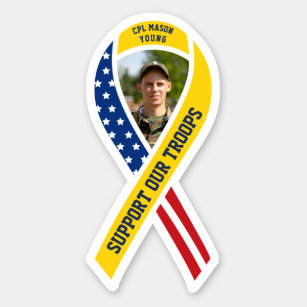 Support Our Troops Yellow Ribbon Flag Custom Photo Sticker