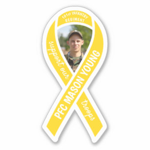 Support Our Troops Yellow Ribbon Photo & Name Sticker