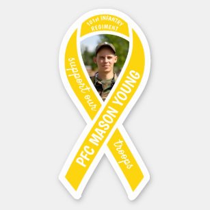 Support Our Troops Yellow Ribbon Photo & Name Sticker