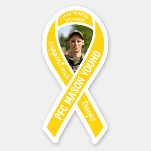 Support Our Troops Yellow Ribbon Photo  Name Sticker