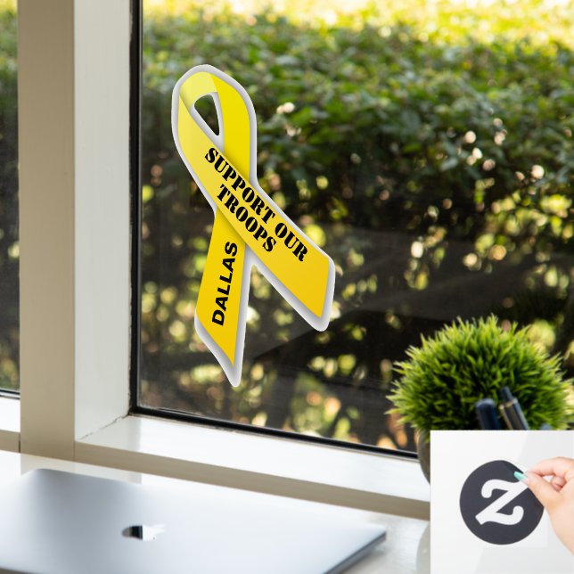 Support Our Troops Yellow Ribbon Window Cling (Office)