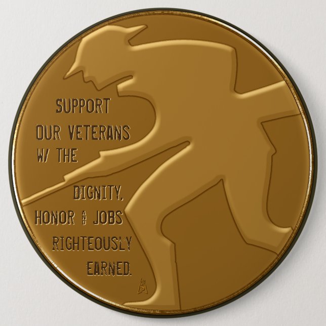 Support Our Veterans Golden Button (Front)