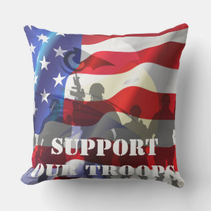 Support out troops Patriotic American flag Outdoor Pillow