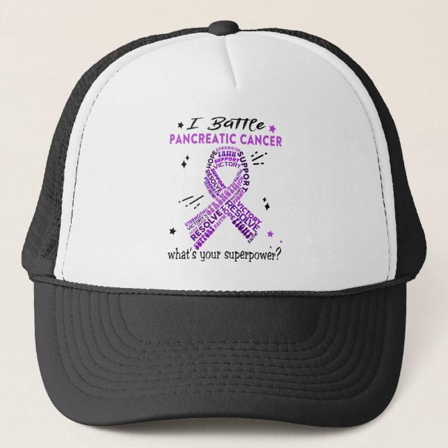 Support Pancreatic Cancer Warrior Gifts Trucker Hat (Front)