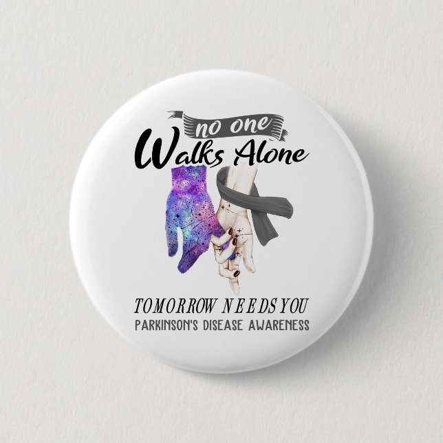 Support Parkinson's Disease Awareness Ribbon Gifts Button (Front)