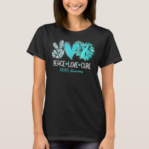 Support Peace Love Cure Sunflower Teal Ribbon PCOS T-Shirt