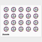 Support Peace Sign Anti-War Flowers Classic Round Sticker (Sheet)