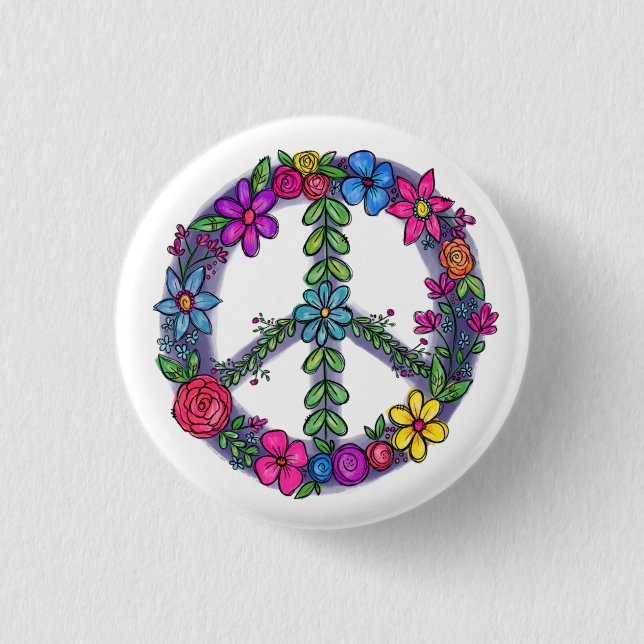 Support Peace Sign Anti-War Pray Button (Front)
