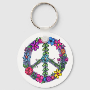 Support Peace Sign Anti-War Pray Keychain