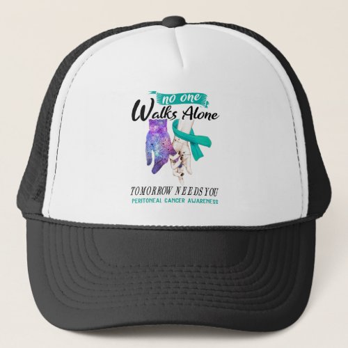 Support Peritoneal Cancer Awareness Ribbon Gifts Trucker Hat