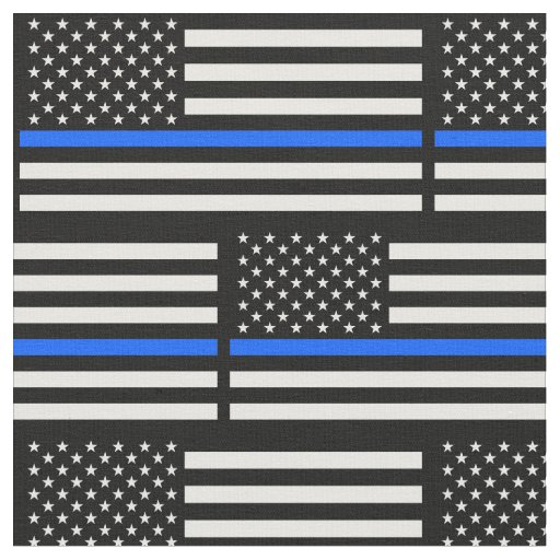 Support Police Officers Thin Blue Line Fabric