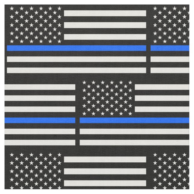 Support Police Officers Thin Blue Line Fabric (Close Up)