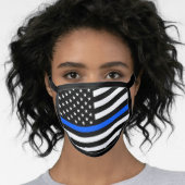 Support Police Officers Thin Blue Line Face Mask (Worn Her)