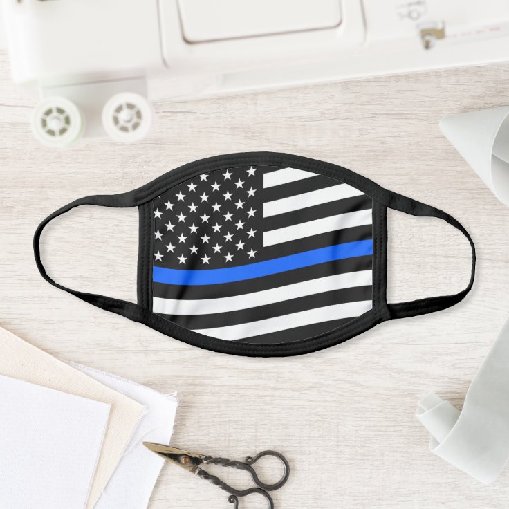 Support Police Officers Thin Blue Line Face Mask | Zazzle