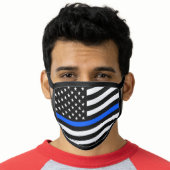 Support Police Officers Thin Blue Line Face Mask (Worn Him)