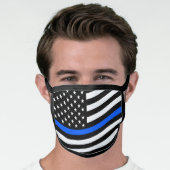 Support Police Officers Thin Blue Line Face Mask (Worn Him)