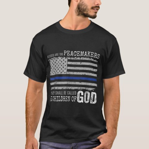 Support Police Thin Blue Line Distressed Flag Bibl T_Shirt