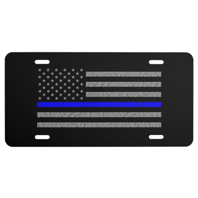 SUPPORT POLICE THIN BLUE LINE FLAG LICENSE PLATE (Front)