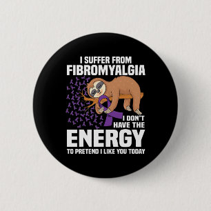 Support Purple Ribbon Warrior Fibromyalgia Awarene Button