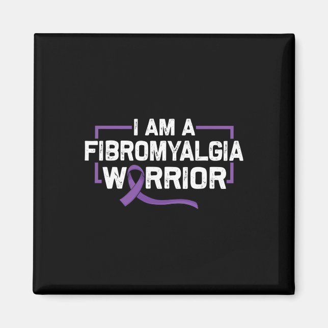 Support Purple Ribbon Warrior Of Fibromyalgia Awar Magnet (Front)
