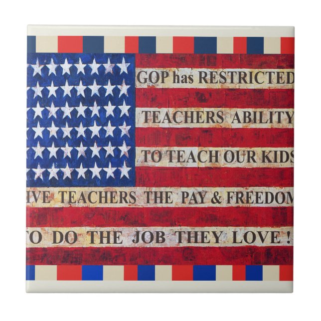 Support & Respect Our Teachers! Ceramic Tile (Front)