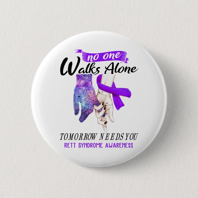 Support Rett Syndrome Awareness Ribbon Gifts Button (Front)