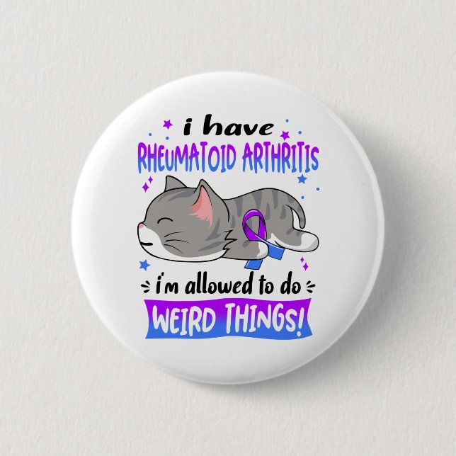 Support Rheumatoid Arthritis Awareness Ribbon Gift Button (Front)