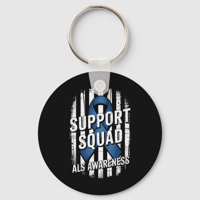 Support Squad Als Awareness Month Usa American Fla Keychain (Front)