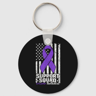 Support squad american flag purple epilepsy keychain