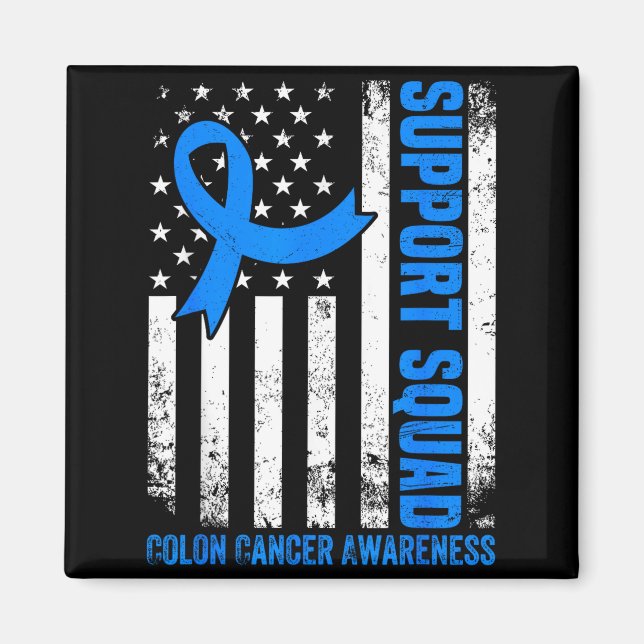 Support squad american flag usa colon cancer magnet (Front)