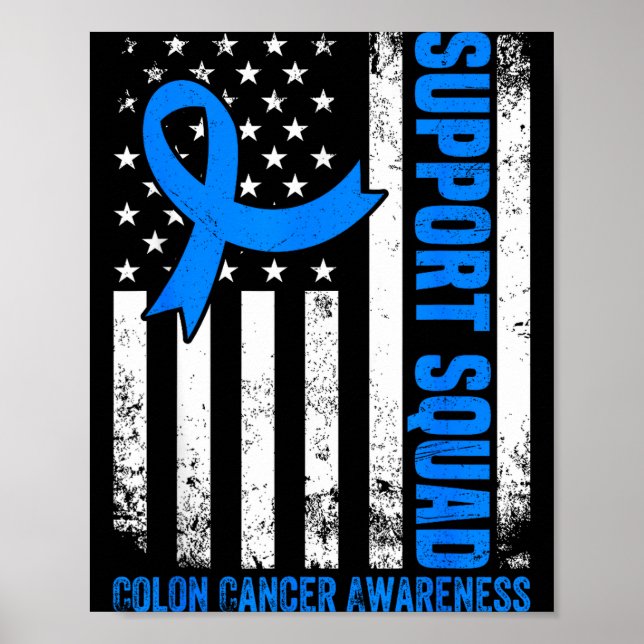 Support squad american flag usa colon cancer poster (Front)