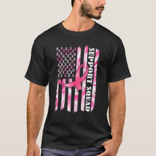 Support Squad American USA Flag Pink Ribbon Breast T-Shirt