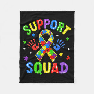 Support Squad Autism Awareness Family Outfits Men Fleece Blanket
