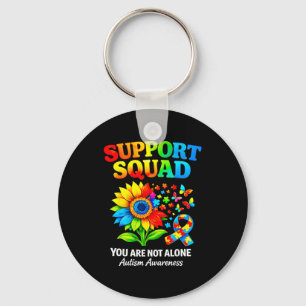 Support squad autism awareness ribbon sunflower keychain