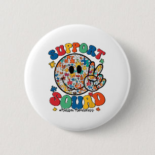 Support Squad Autism Awareness Smile Face Boys Gir Button
